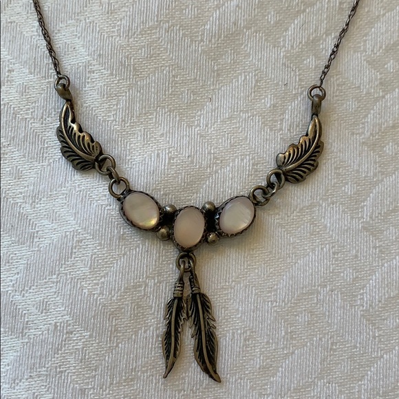 Sterling silver mother of pearl boho necklace - Picture 2 of 7